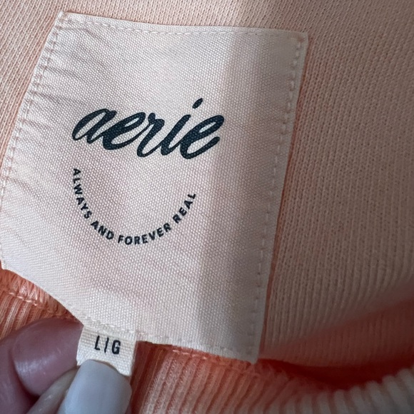 Aerie NWT Keep it Light Crochet Sweatshirt, Beach Peach Color, Best Seller! - Picture 9 of 9